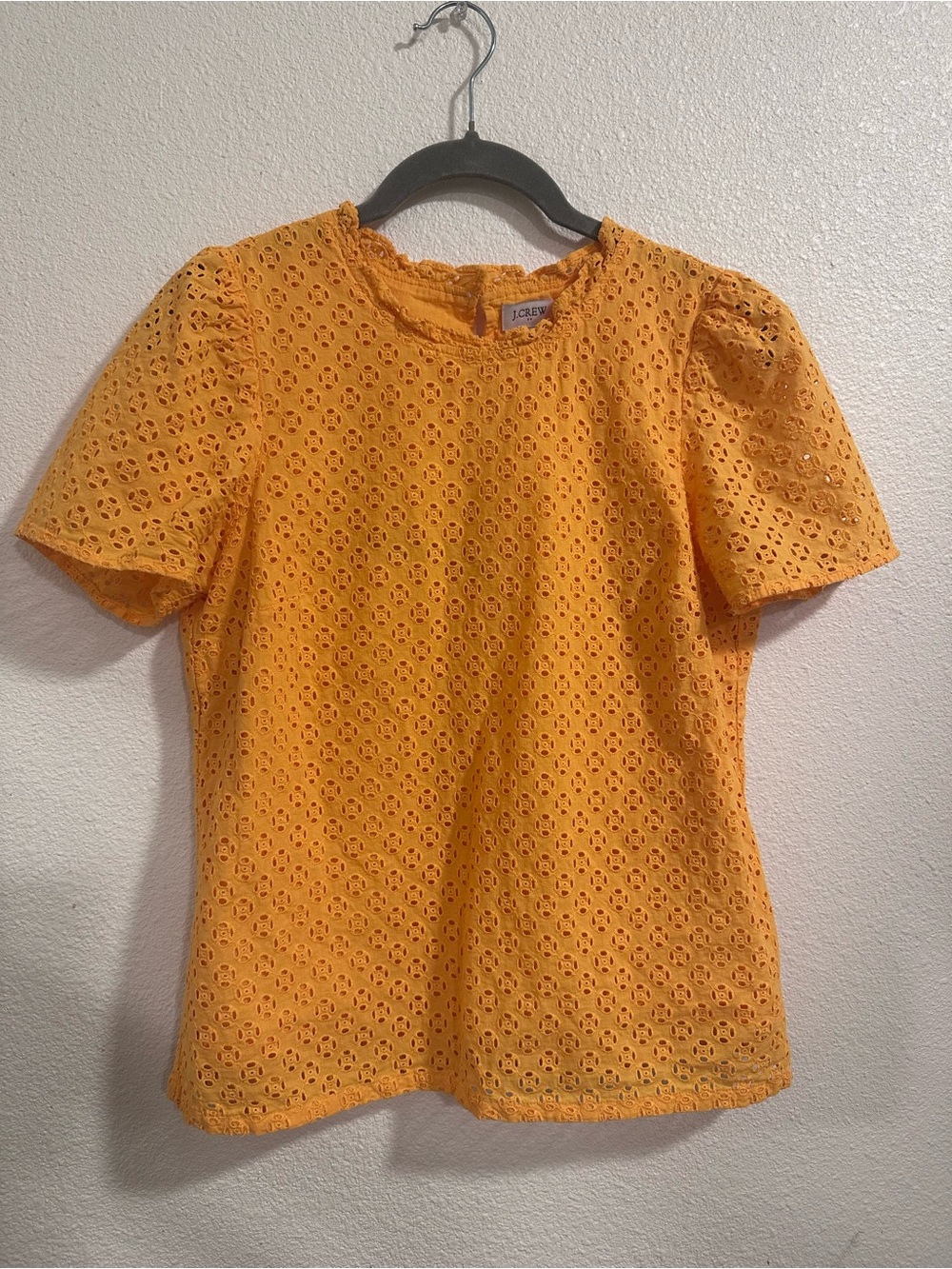 J. Crew Eyelet Short Sleeve Blouse - Mustard